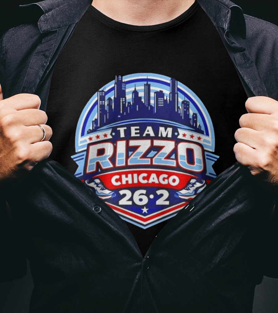 Team Rizzo Chicago Marathon 26.2 Skyline Sneakers Stars T-Shirt