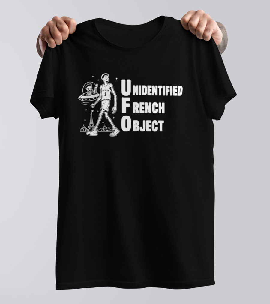 UFO Unidentified French Object Victor Wembanyama San Antonio Spurs Eiffel Tower Basketball T-Shirt