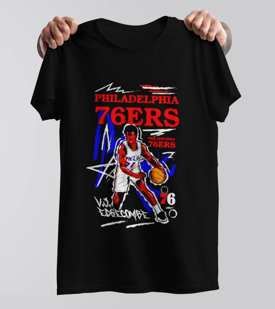Philadelphia 76ers VJ Edgecombe Chalked Up Player Name Number 6 T-Shirt