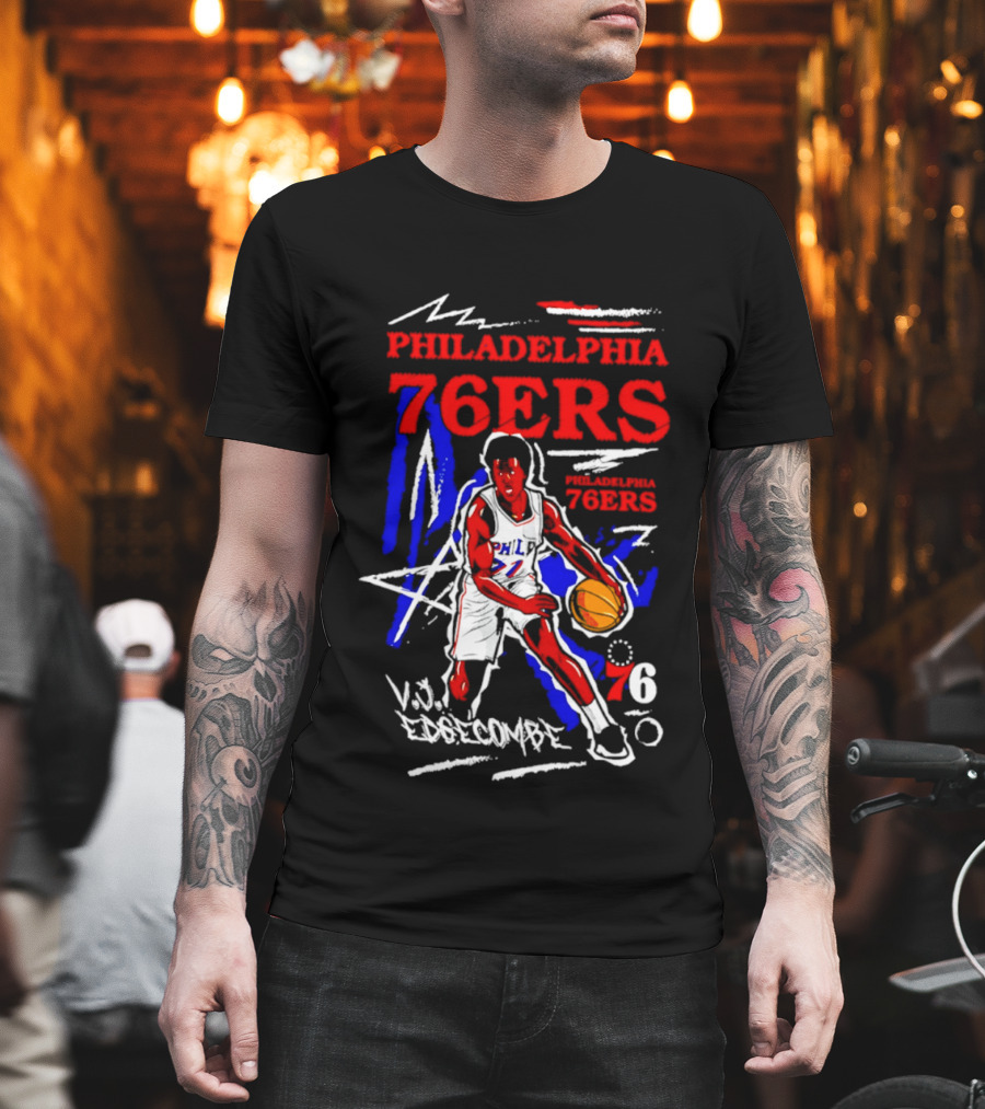 Philadelphia 76ers VJ Edgecombe Chalked Up Player Name Number 6 T-Shirt