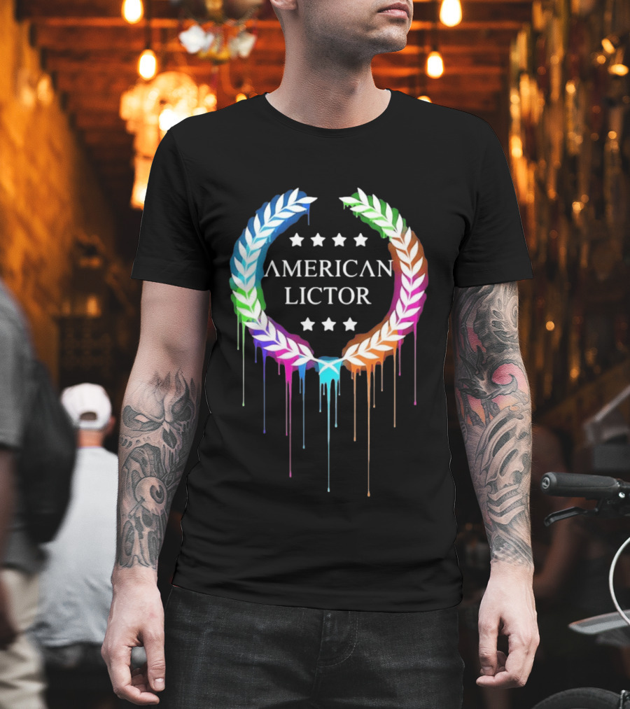 American Lictor Rainbow Laurel Wreath Stars T-Shirt
