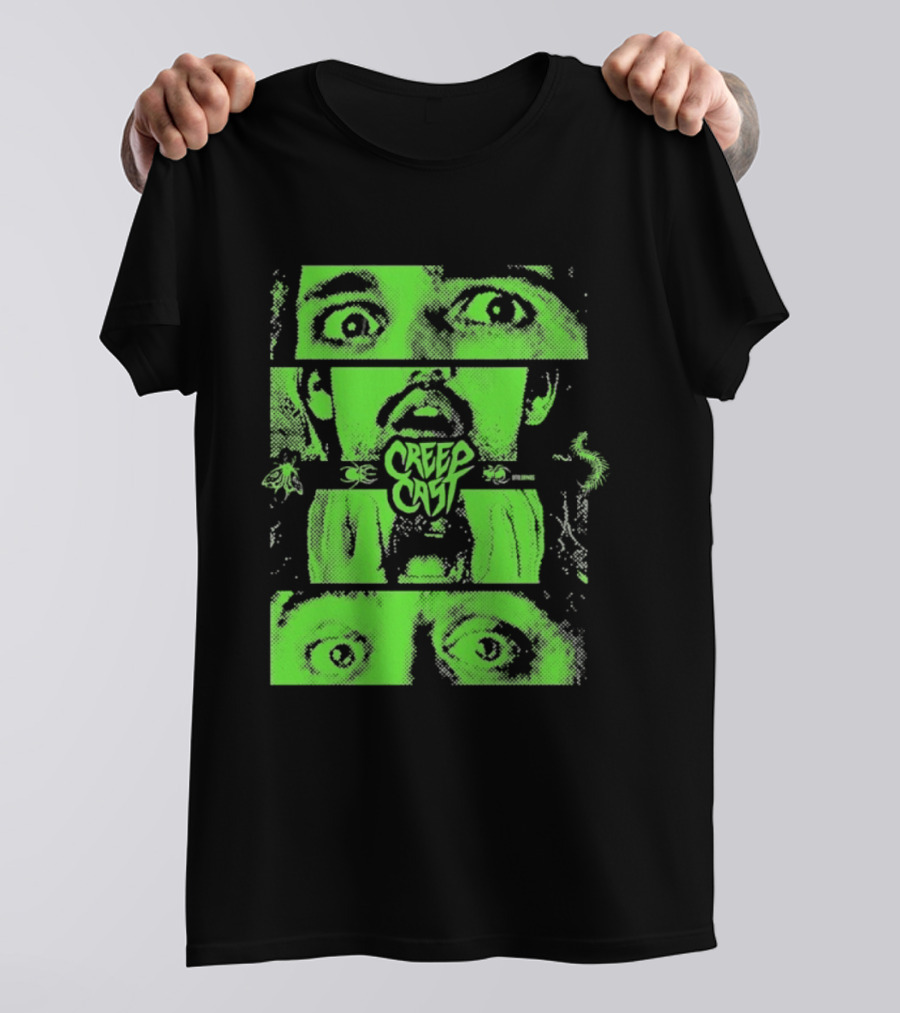 CreepCast Horror Retro Comic Green Face T-Shirt