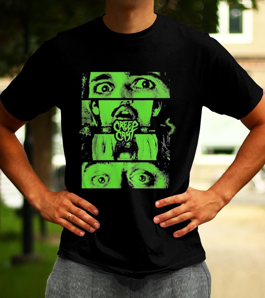 CreepCast Horror Retro Comic Green Face T-Shirt