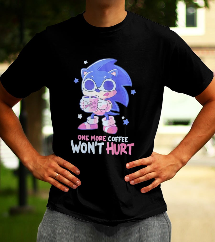 Sonic Hedgehog One More Coffee Won't Hurt Cartoon T-Shirt