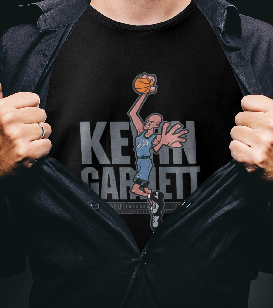 Kevin Garnett Big Bad Wolf Forward 21 Minnesota Timberwolves NBA Caricature T-Shirt