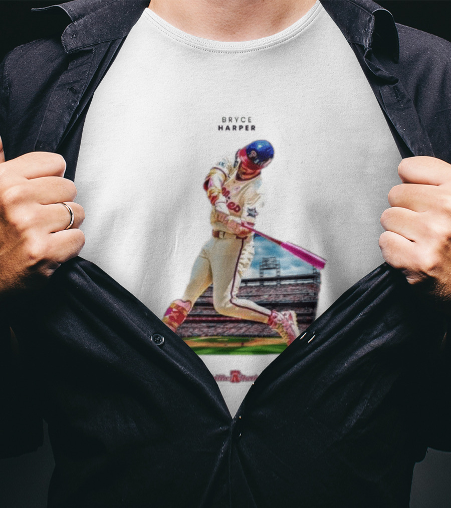 Bryce Harper Philadelphia Phillies Baseball Action Stadium Scene T-Shirt