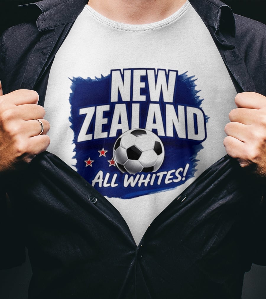 New Zealand All Whites Soccer Team Stars And Ball T-Shirt