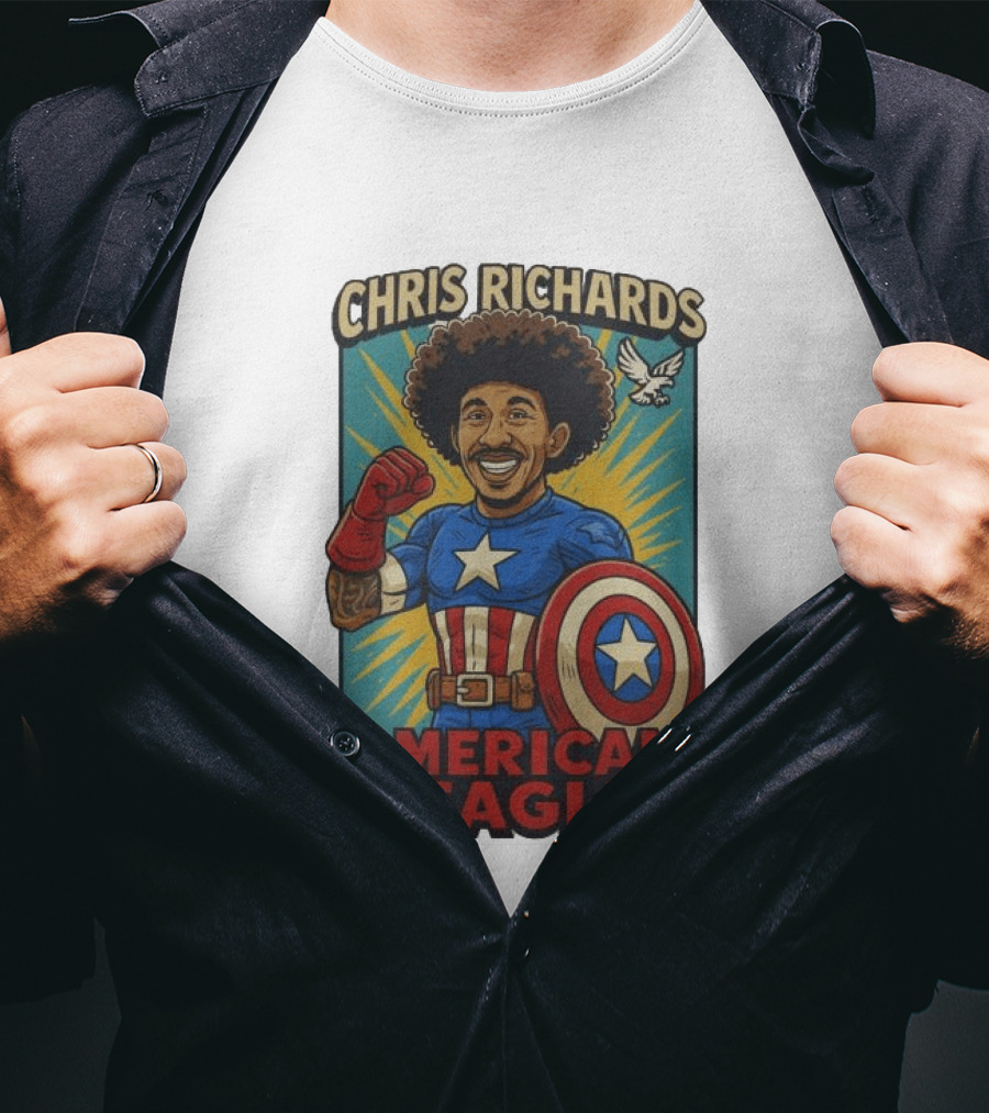 Chris Richards American Eagle Captain Star Shield Superhero T-Shirt