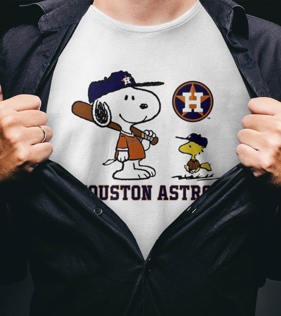 Snoopy Woodstock Houston Astros Baseball Peanuts 2025 T-Shirt
