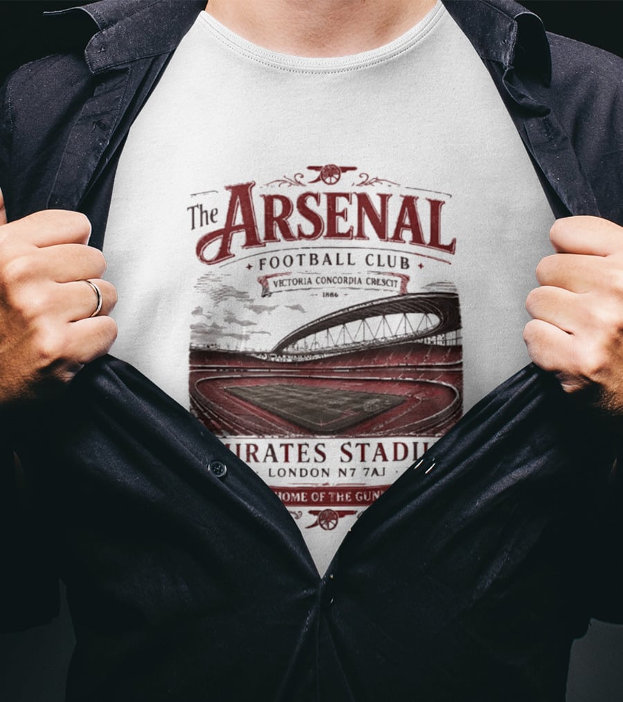 Arsenal Football Club Emirates Stadium London N7 7AJ Victoria Concordia Crescit Established 1886 Home Of The Gunners T-Shirt