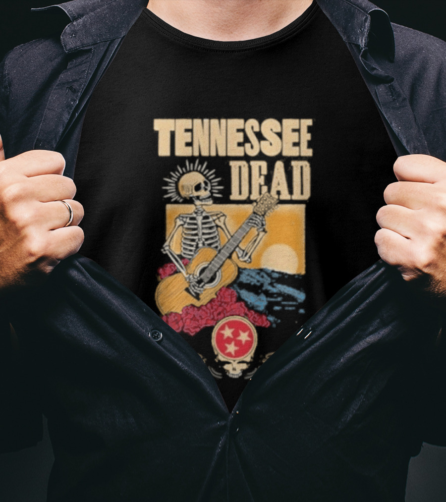 Tennessee Dead United States Of Take Me Back Skeleton Guitar Sun Roses T-Shirt