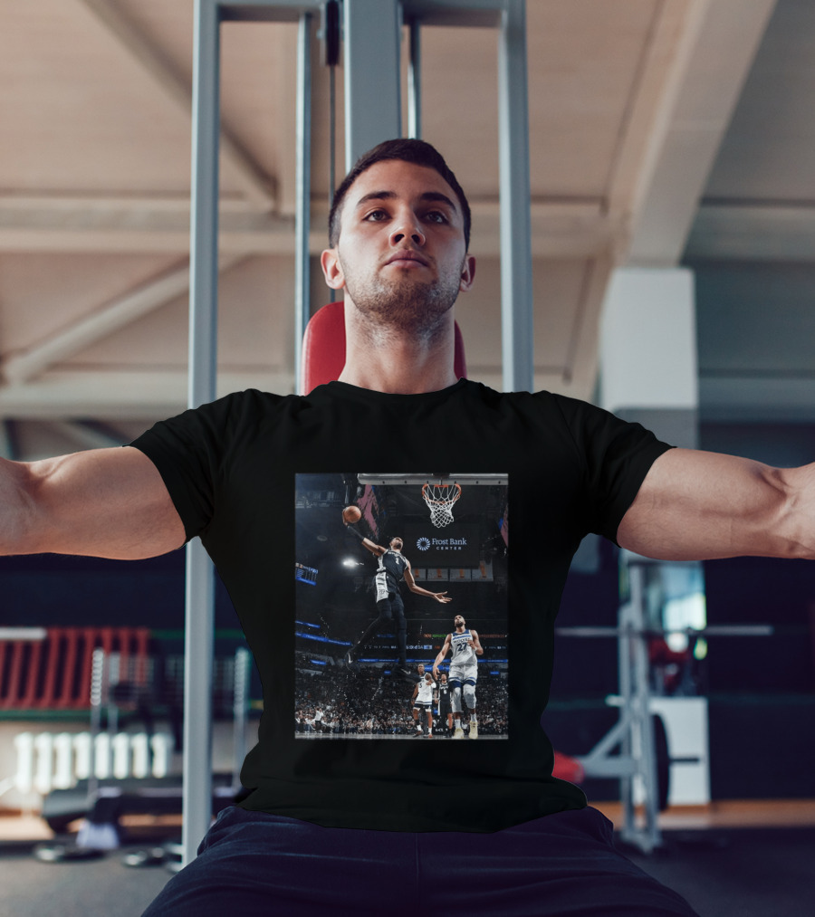 Victor Wembanyama Dunk Spurs Vs Timberwolves Frost Bank Center T-Shirt
