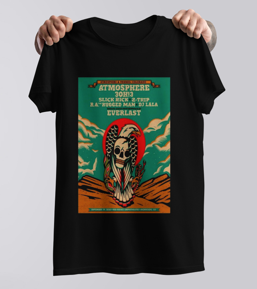 Atmosphere Friends Colorado 2026 Red Rocks Amphitheatre Morrison Concert Slick Rick Everlast 30h13 T-Shirt