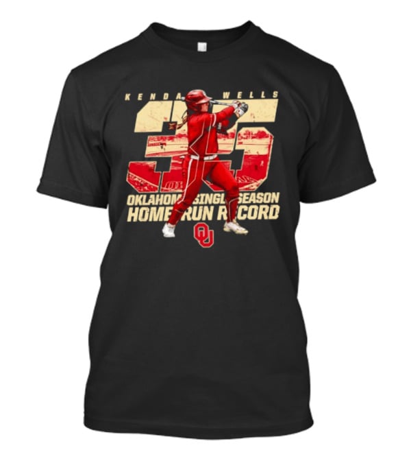 Kendall Wells 35 Oklahoma Single Season Home Run Record OU T-Shirt