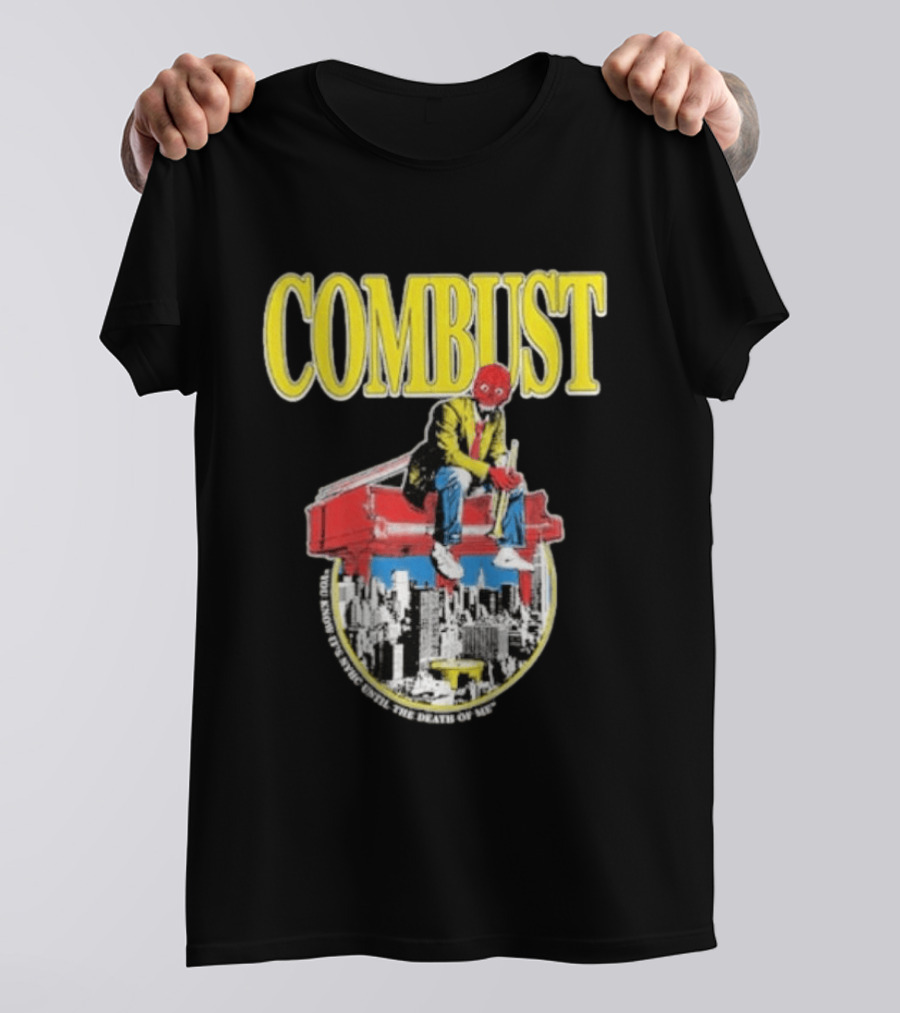Combust Brooklyn Music Hall Of Williamsburg May 15 2026 Iconic Cityscape And Surreal Red Face T-Shirt