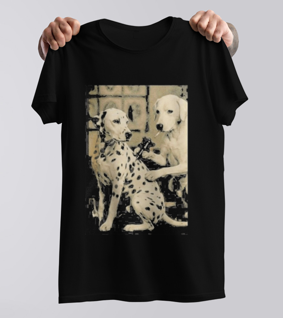 Dalmatian Dog Tattoo Artist Black And White Humor T-Shirt