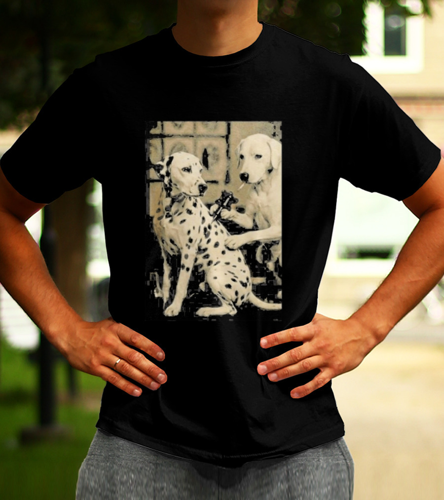 Dalmatian Dog Tattoo Artist Black And White Humor T-Shirt