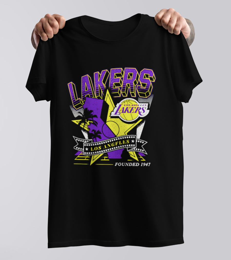 Los Angeles Lakers Founded 1947 NBA Team California Map T-Shirt