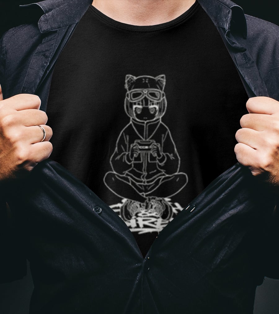 Lost Frog Ccs4 Cat Eared Gamer With Console T-Shirt