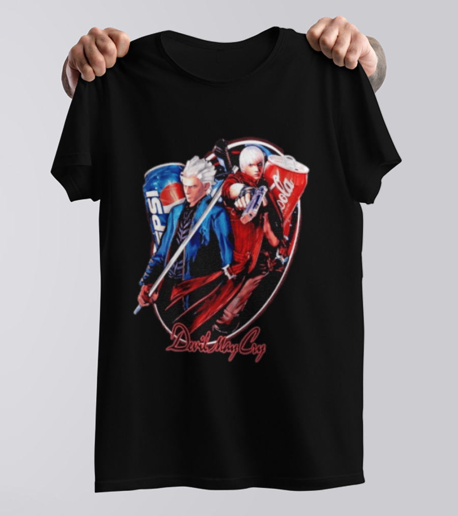 Devil May Cry Dante Vergil Pepsi Coca Cola Drink Battle T-Shirt