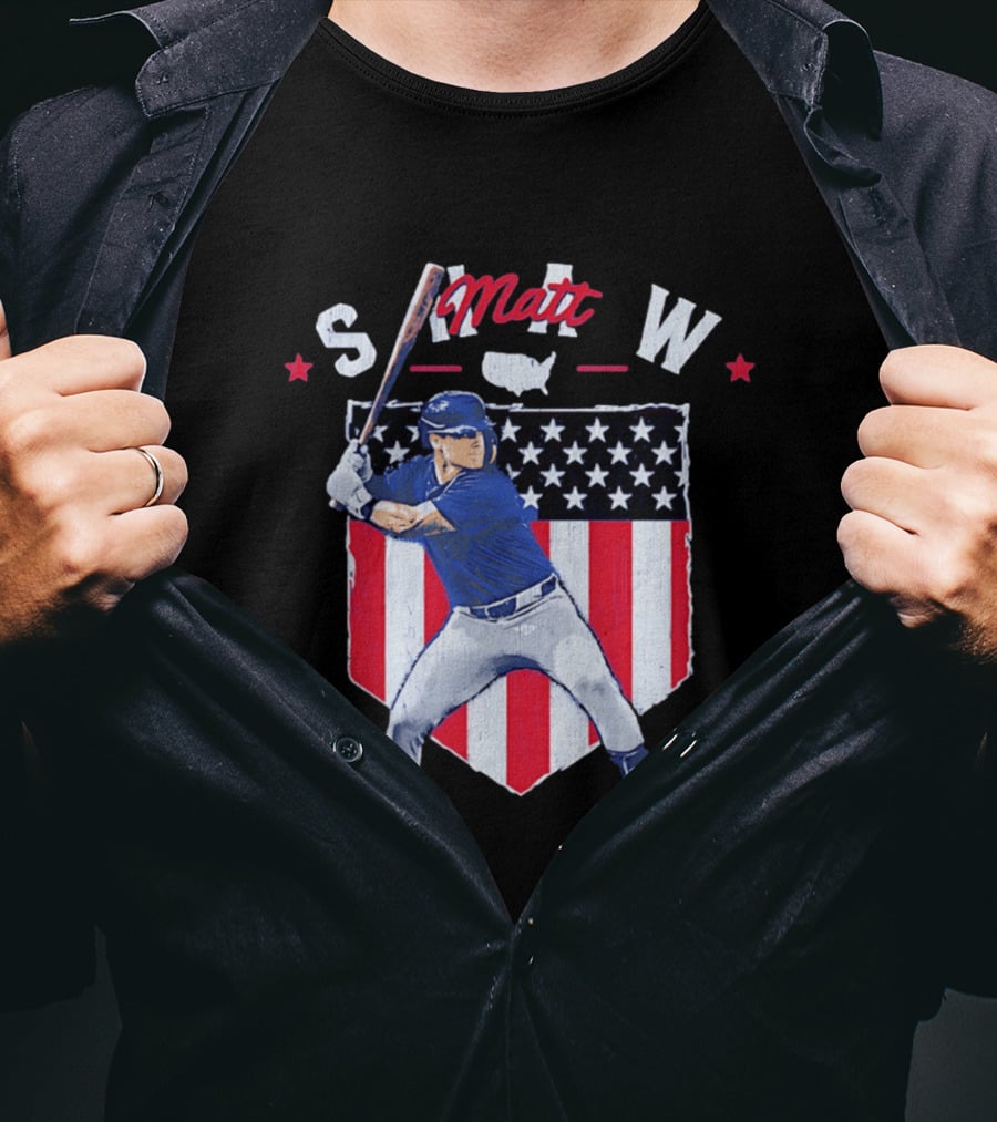 Matt Shaw Stars Stripes Chicago Cubs Baseball T-Shirt