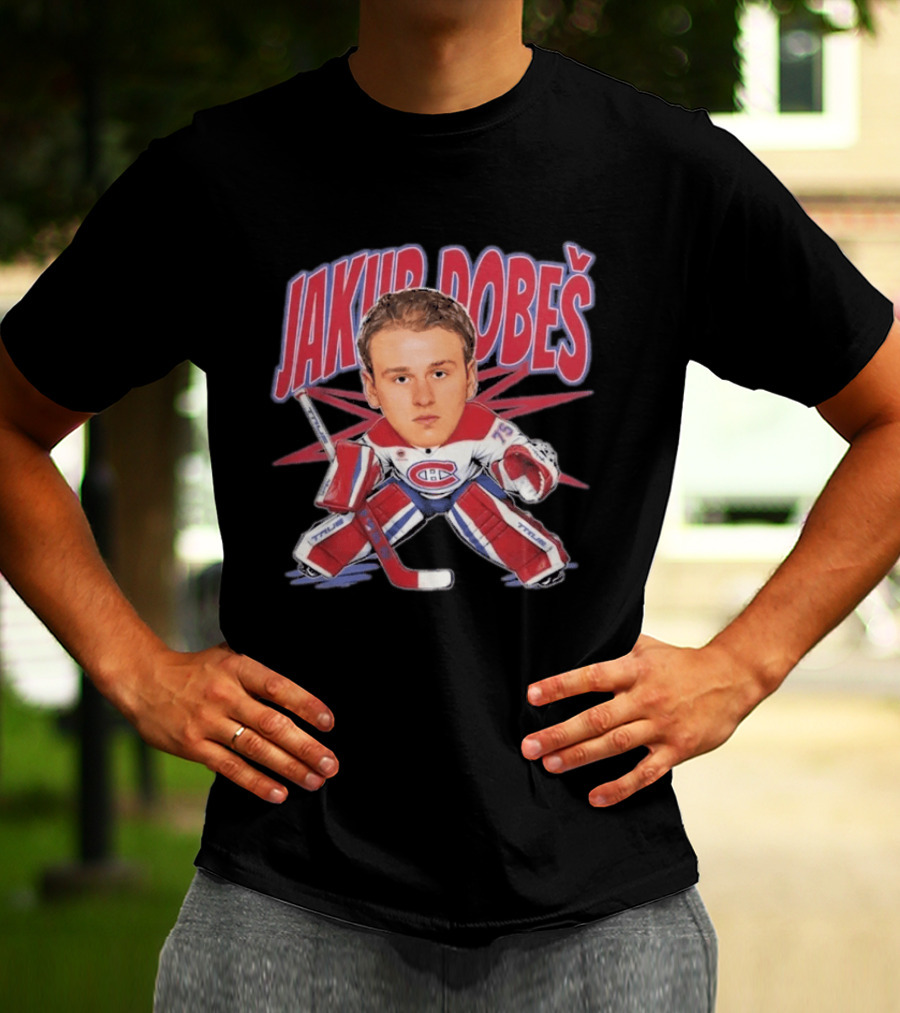 Jakub Dobeš Hockey Montreal Canadiens Goalie Caricature T-Shirt