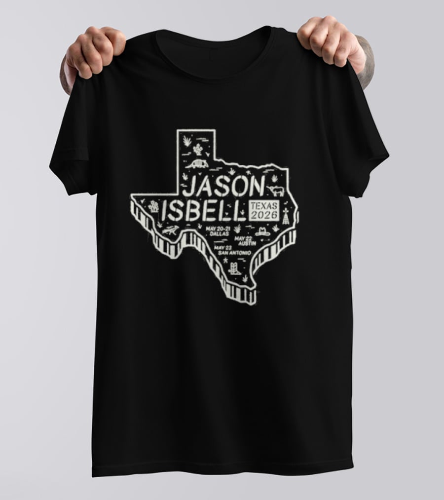 Jason Isbell Texas Map Tour May 2026 T-Shirt