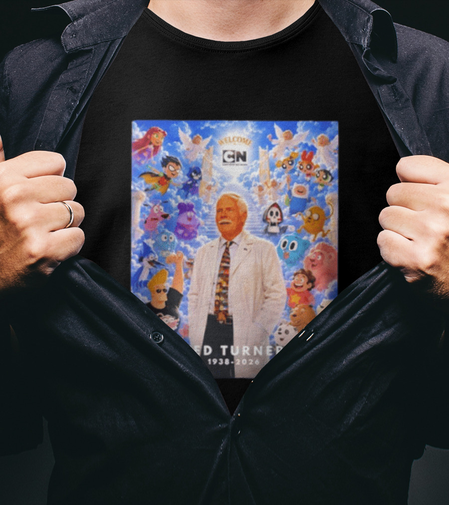 Welcome Cartoon Network Ted Turner 1938 2026 Characters Heaven T-Shirt