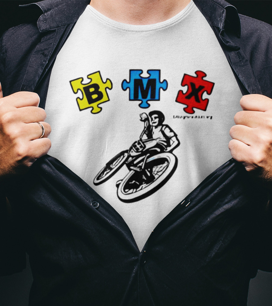 BMX Puzzle Pieces Bike Rider Autism T-Shirt