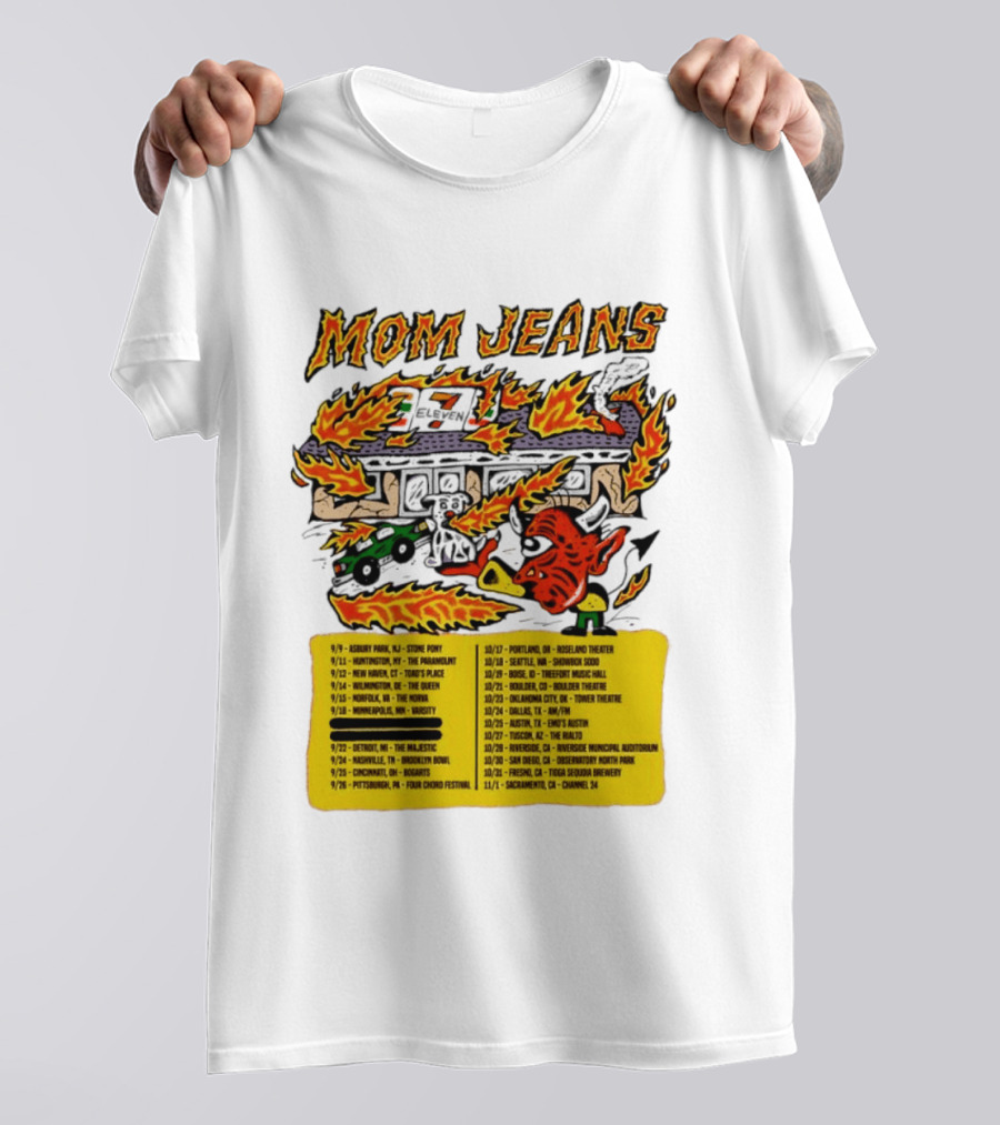 Mom Jeans Fire House Tour Dates With Dog And Devil T-Shirt