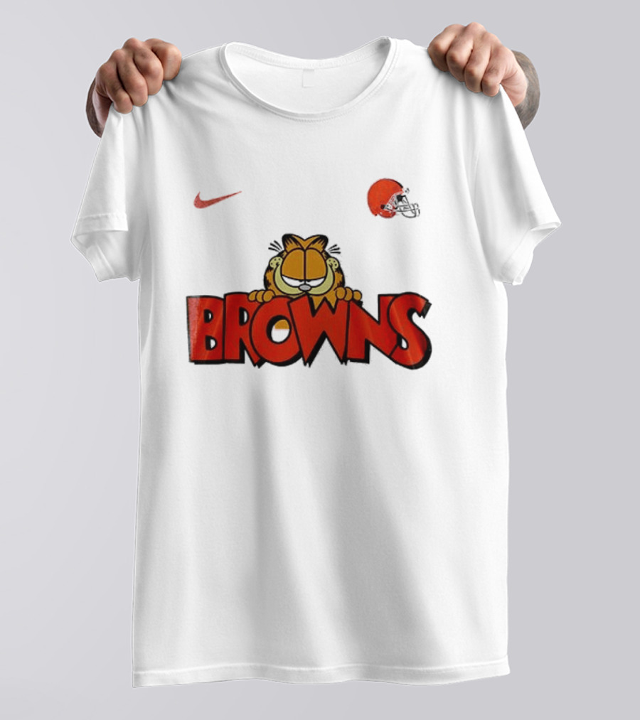 Cleveland Browns Garfield Orange Cat Helmet Nike T-Shirt