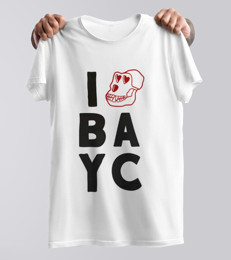 I Love BAYC Red Heart Eyed Skull T-Shirt
