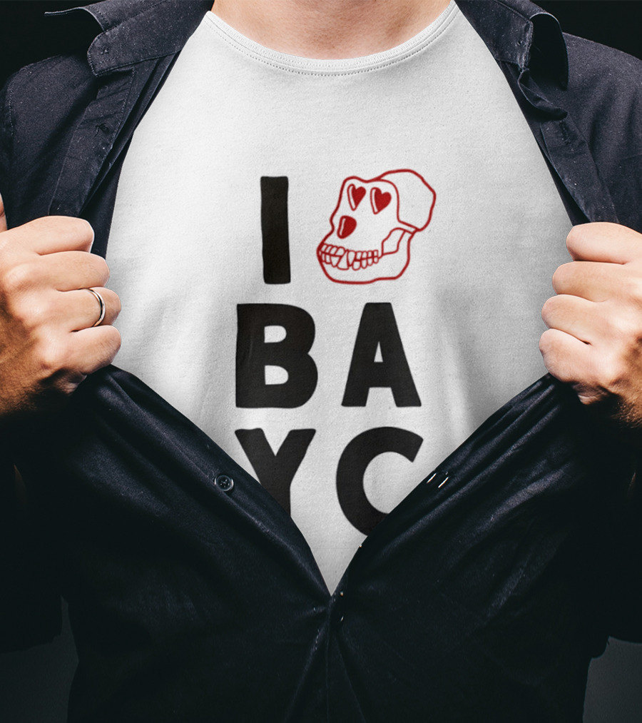 I Love BAYC Red Heart Eyed Skull T-Shirt