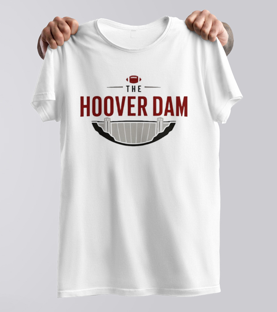 Hoover Dam Football Logo Parody With Dam Illustration And Football T-Shirt
