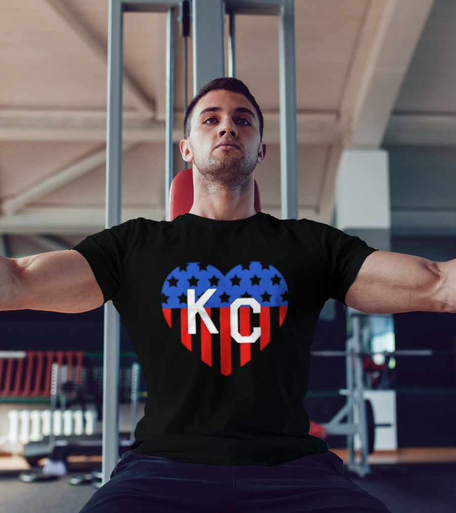 USA Stars Stripes Heart KC Kansas City T-Shirt