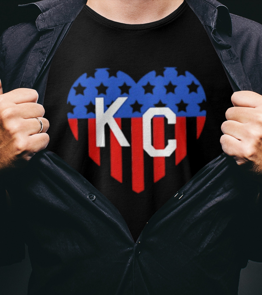 USA Stars Stripes Heart KC Kansas City T-Shirt