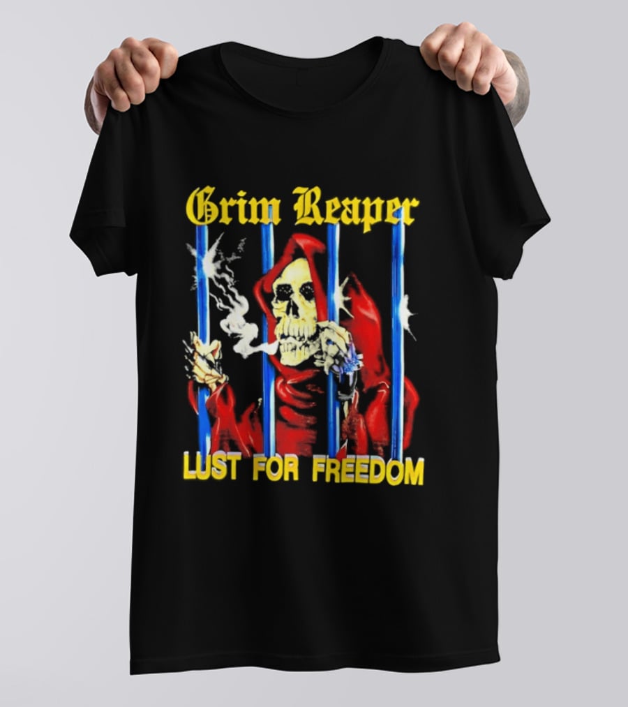 Grim Reaper Behind Bars Lust For Freedom T-Shirt