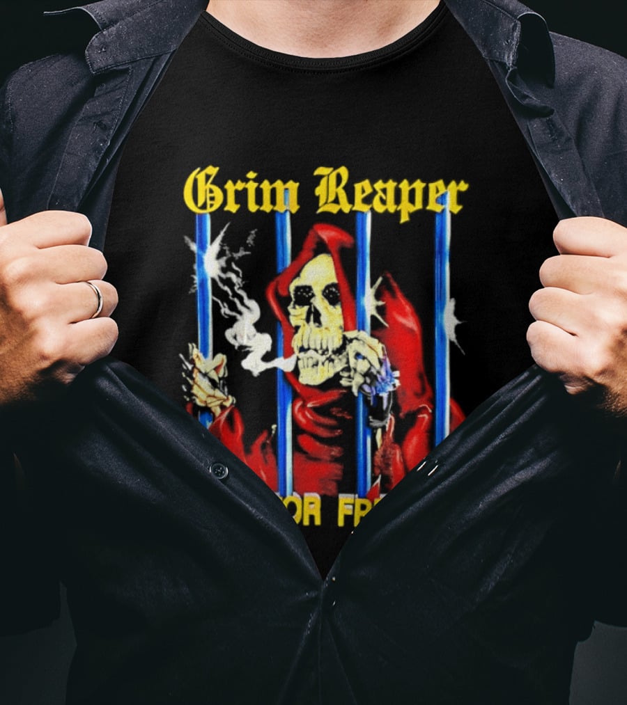 Grim Reaper Behind Bars Lust For Freedom T-Shirt
