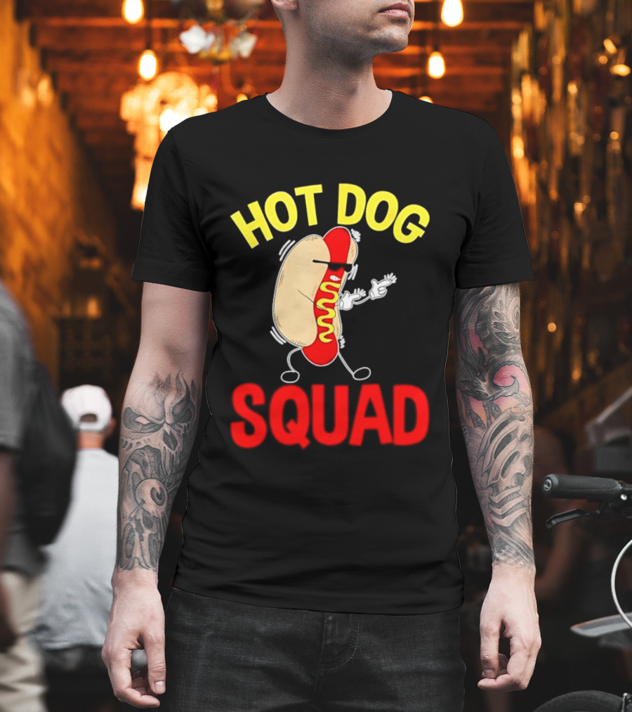Hot Dog Squad Funny Cartoon Mustard Enthusiasts T-Shirt