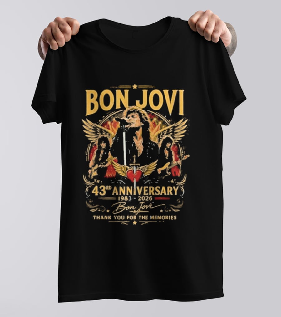Bon Jovi 43Rd Anniversary 1983 2026 Thank You For The Memories T-Shirt