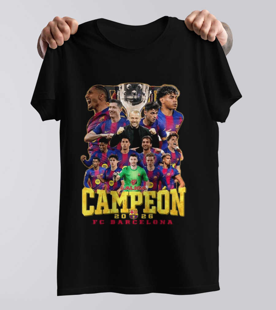 Laliga Campeón 2026 FC Barcelona Players Celebration T-Shirt