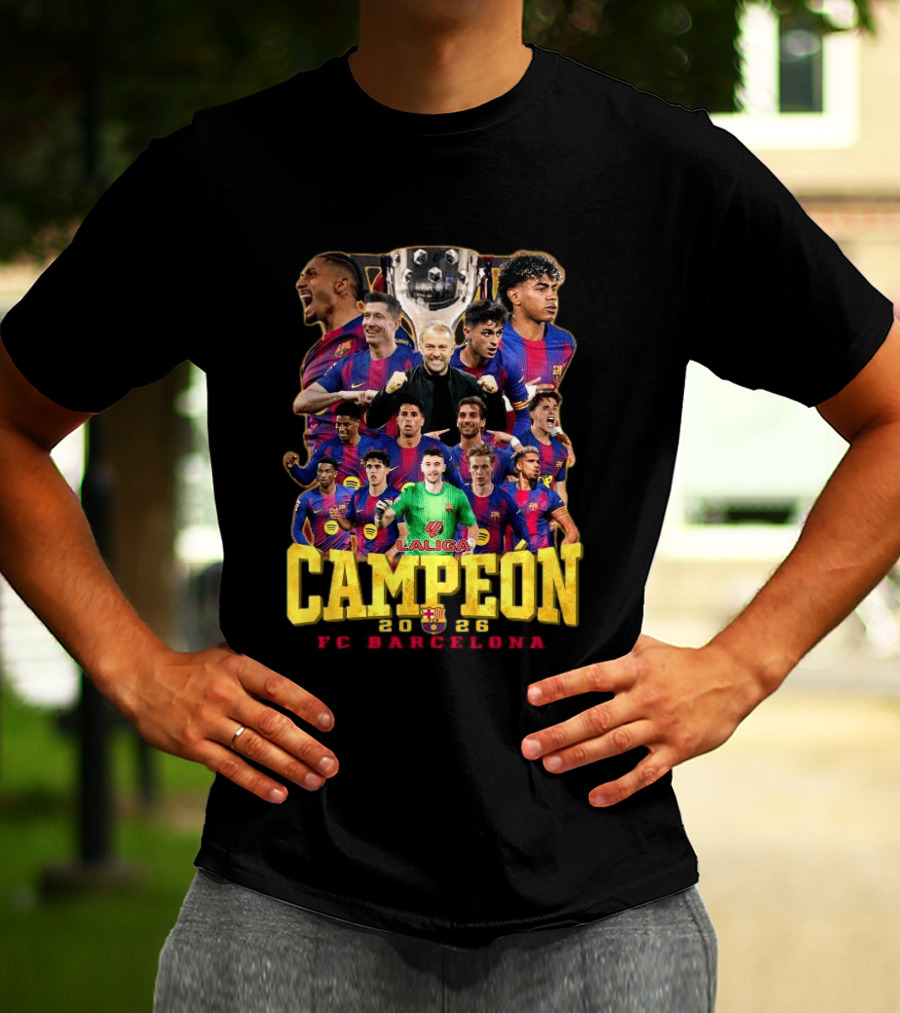 Laliga Campeón 2026 FC Barcelona Players Celebration T-Shirt