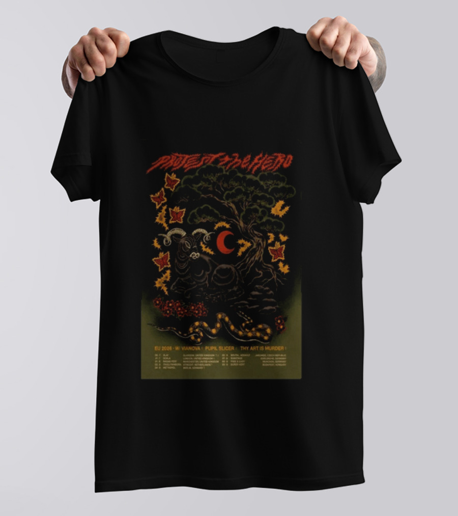 Protest The Hero EU 2026 Tour Vanaova Pupil Slicer Thy Art Is Murder Butterfly Tree Goat Snake T-Shirt