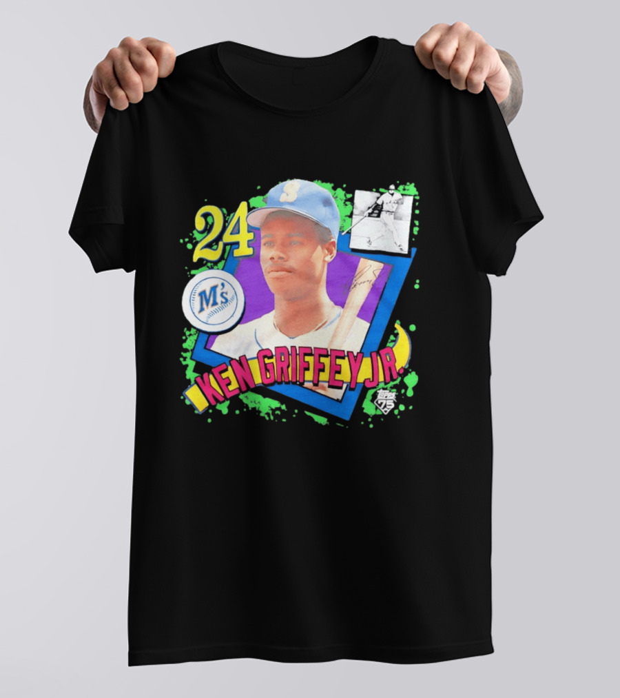24 Ken Griffey Jr Seattle Mariners M's Topps 75 Remix Graffiti T-Shirt