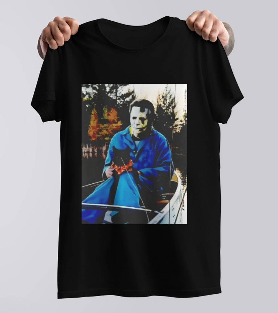 Michael Myers Lake Fishing With Cat In Boat T-Shirt