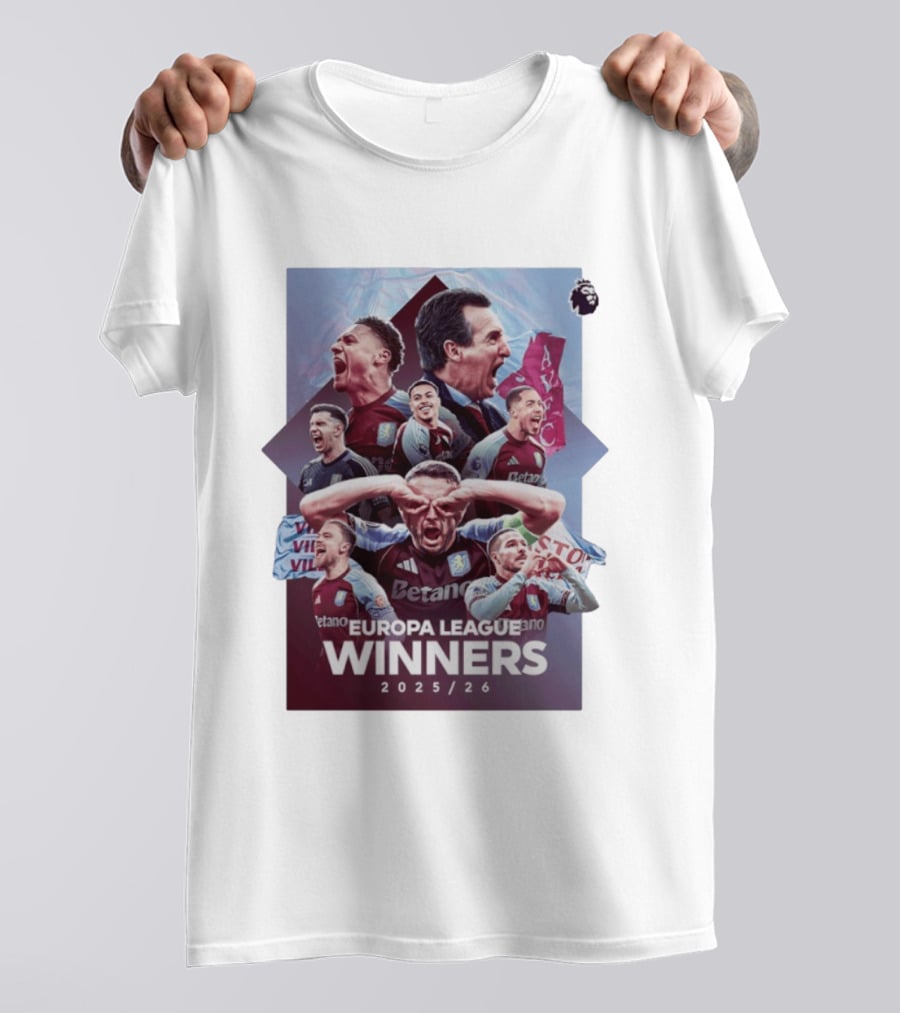 Aston Villa Europa League Champions 2025 2026 Betano Premier League T-Shirt