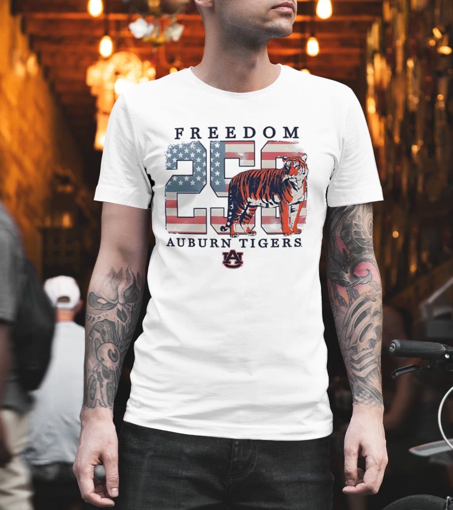 Freedom 250 Auburn Tigers Americana Flag Tiger T-Shirt