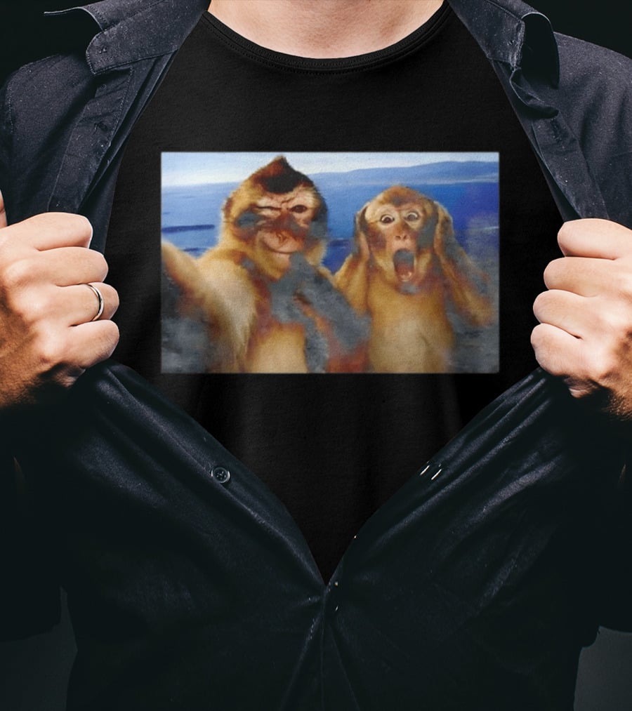 Funny Thinking Monkey Meme Surprised Expression Moments T-Shirt