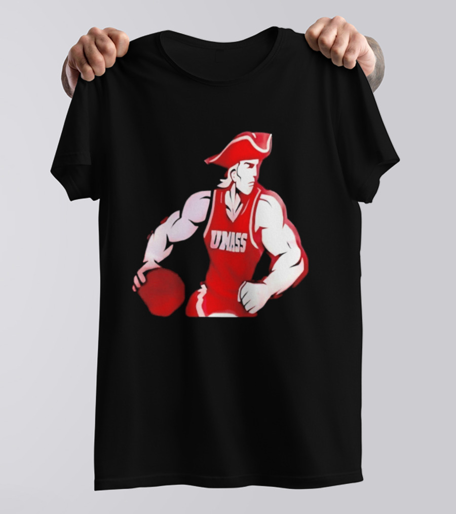UMass Minutemen Basketball Red Jersey Embroidery T-Shirt