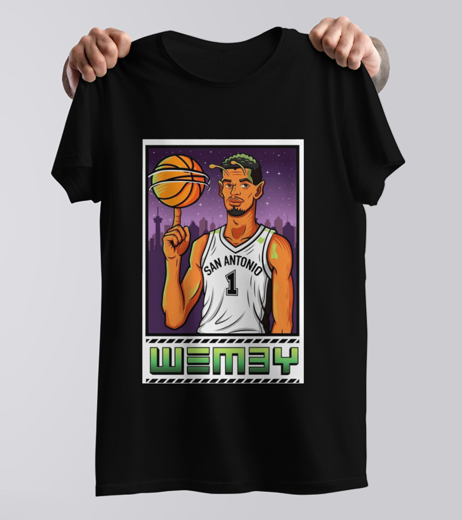 Wembanyama San Antonio Spurs Wemby Giclee Basketball Star Number 1 T-Shirt